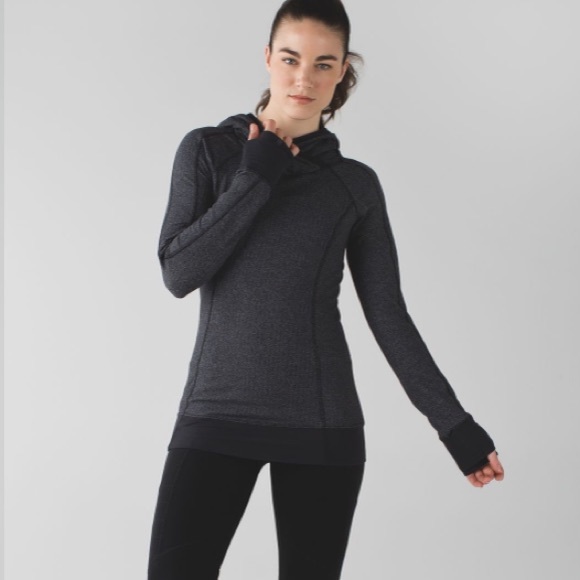 lululemon athletica Tops - Lululemon Think Fast Hoodie Heathered Herringbone Black